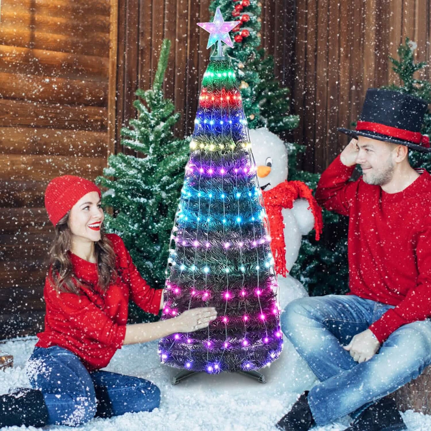 LED Lichter Klappbarer Weihnachtsbaum Licht mit Fernbedienung App-Steuerung