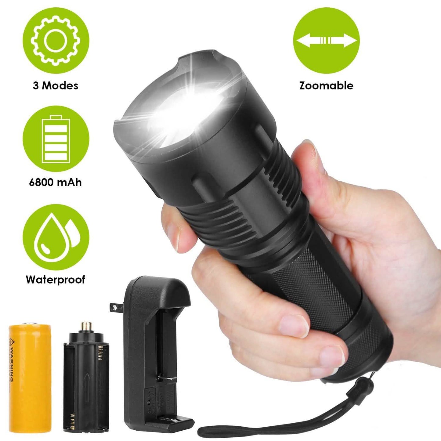 Wiederaufladbare LED-Zoomtaschenlampe