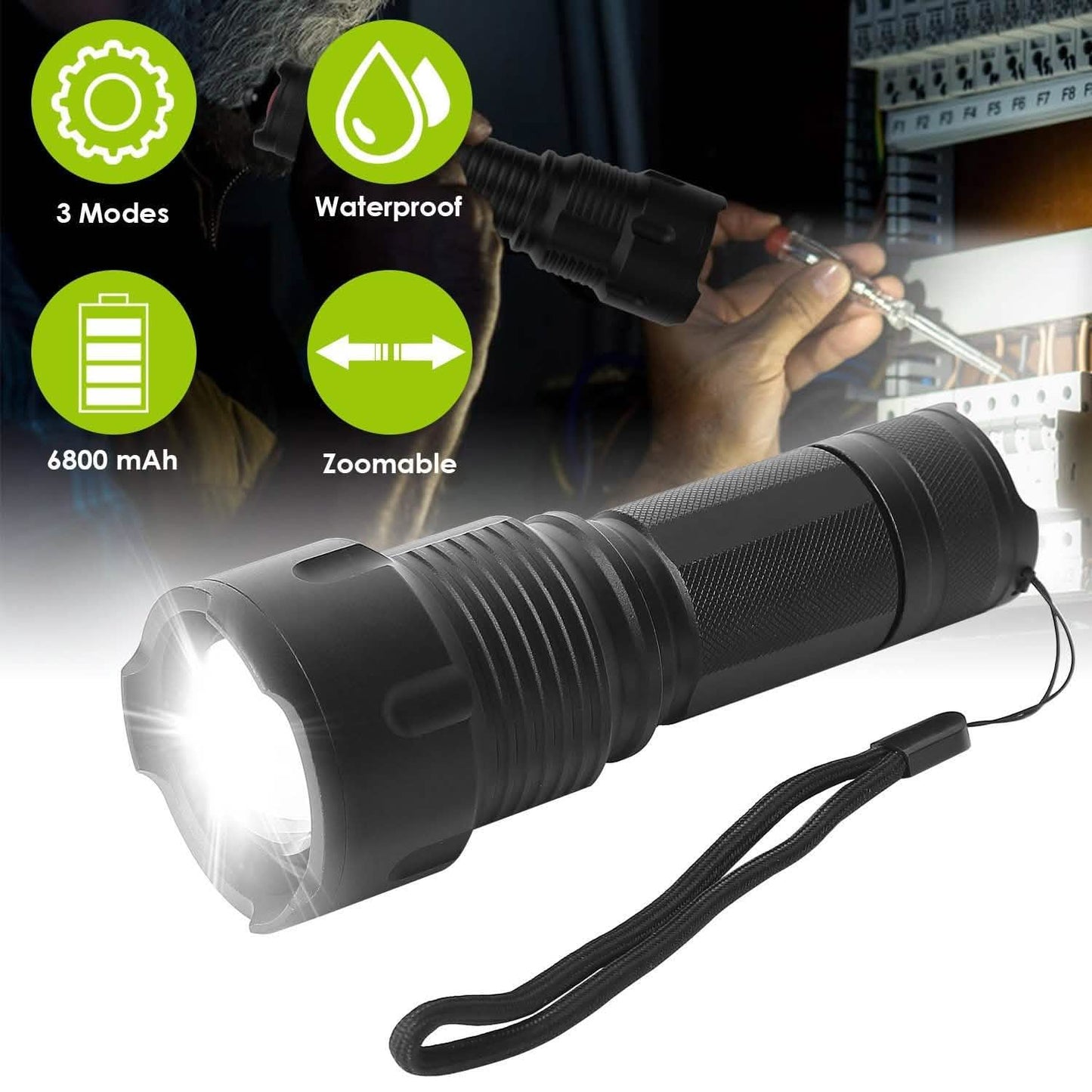 Wiederaufladbare LED-Zoomtaschenlampe