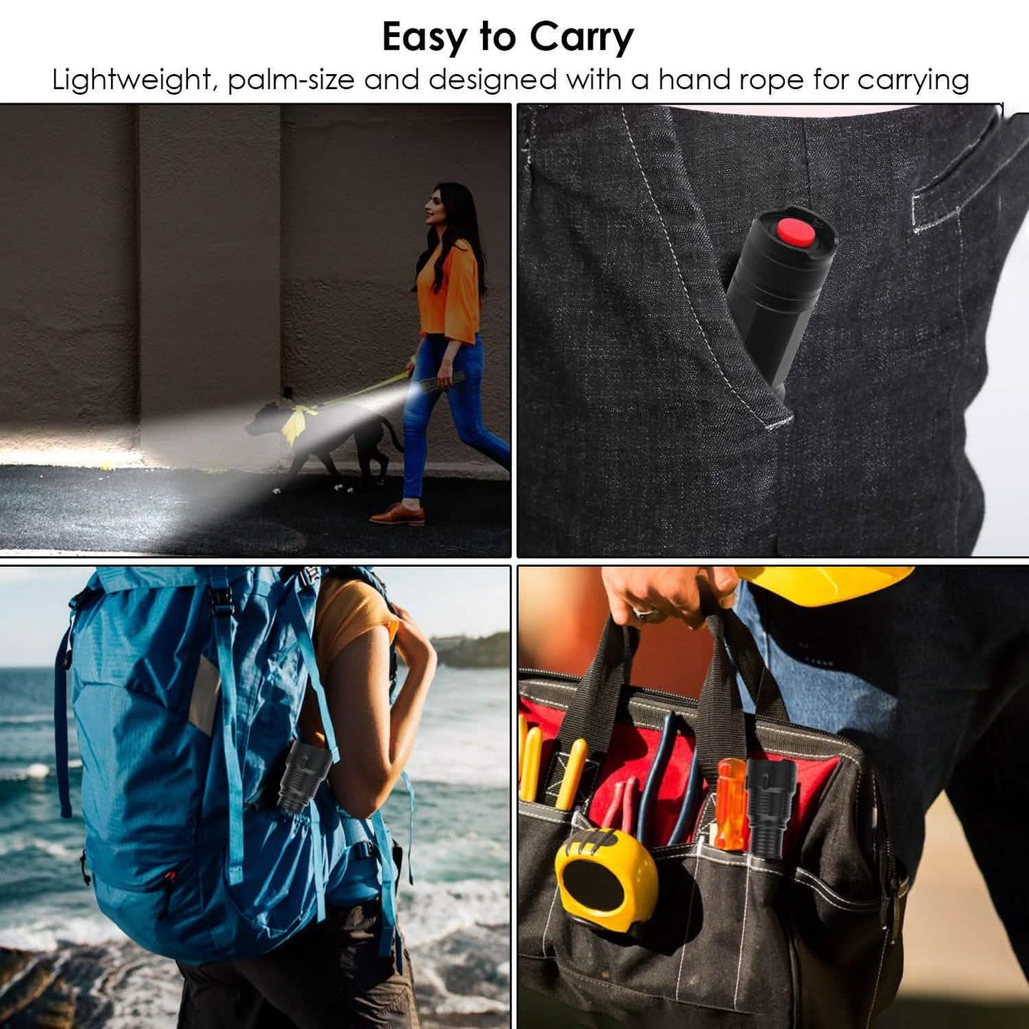 Wiederaufladbare LED-Zoomtaschenlampe