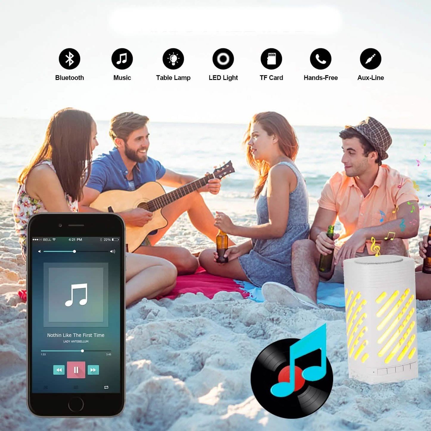 LED Smart-Touch Bluetooth-Lautsprecher Wiederaufladbare Campinglampe