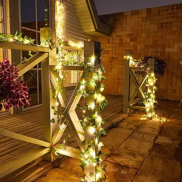 LED Solar Lichterkette Efeublatt