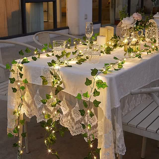 LED Solar Lichterkette Efeublatt