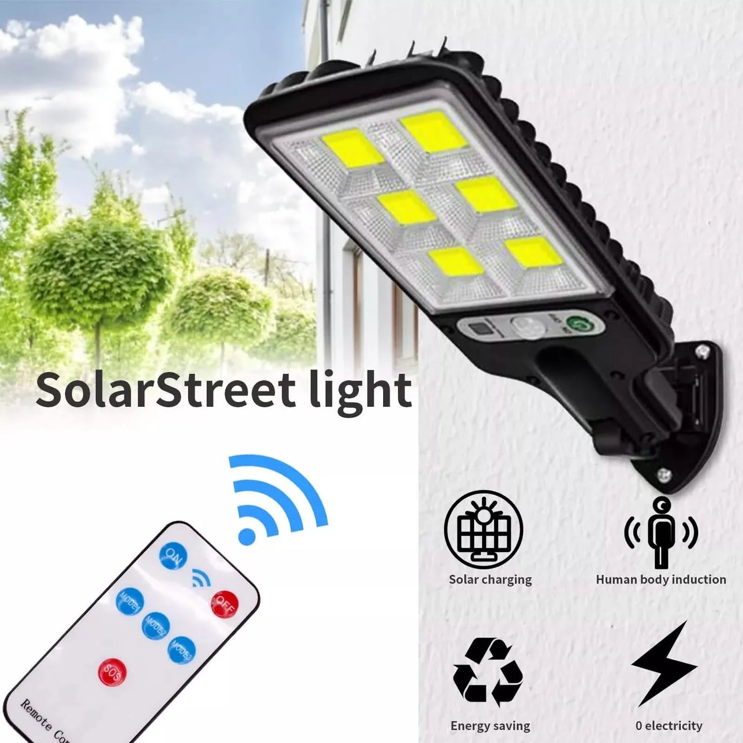 LED Solarleuchte Bewegungsmelder 3 Modi Flutlichtlampe Outdoor Straßen Wand Garten