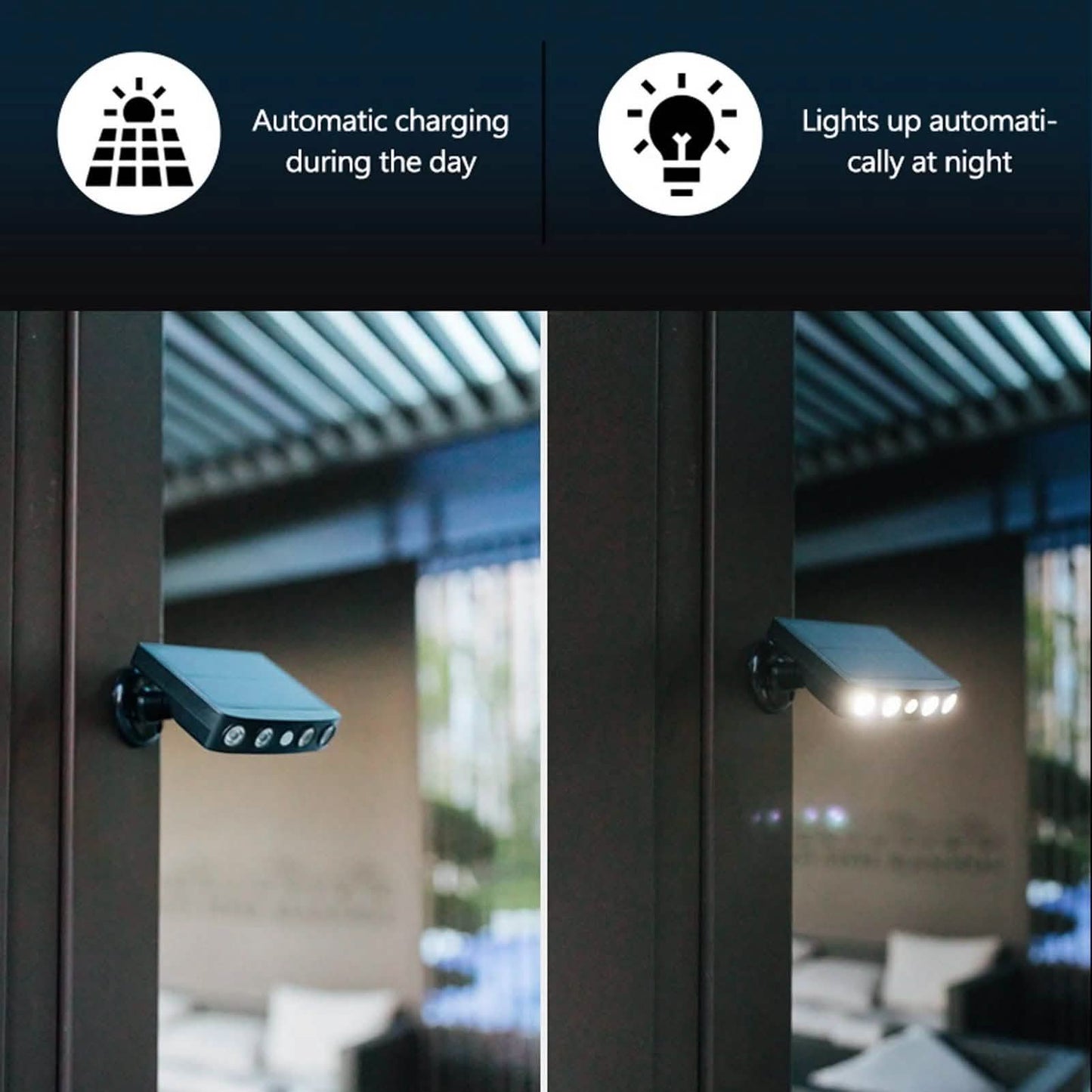 LED Solar Wandleuchte, schwenkbar, wasserdicht, mit Bewegungsmelder