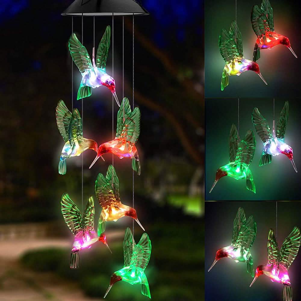 LED Solar Lichterkette Kolibri Windspiel