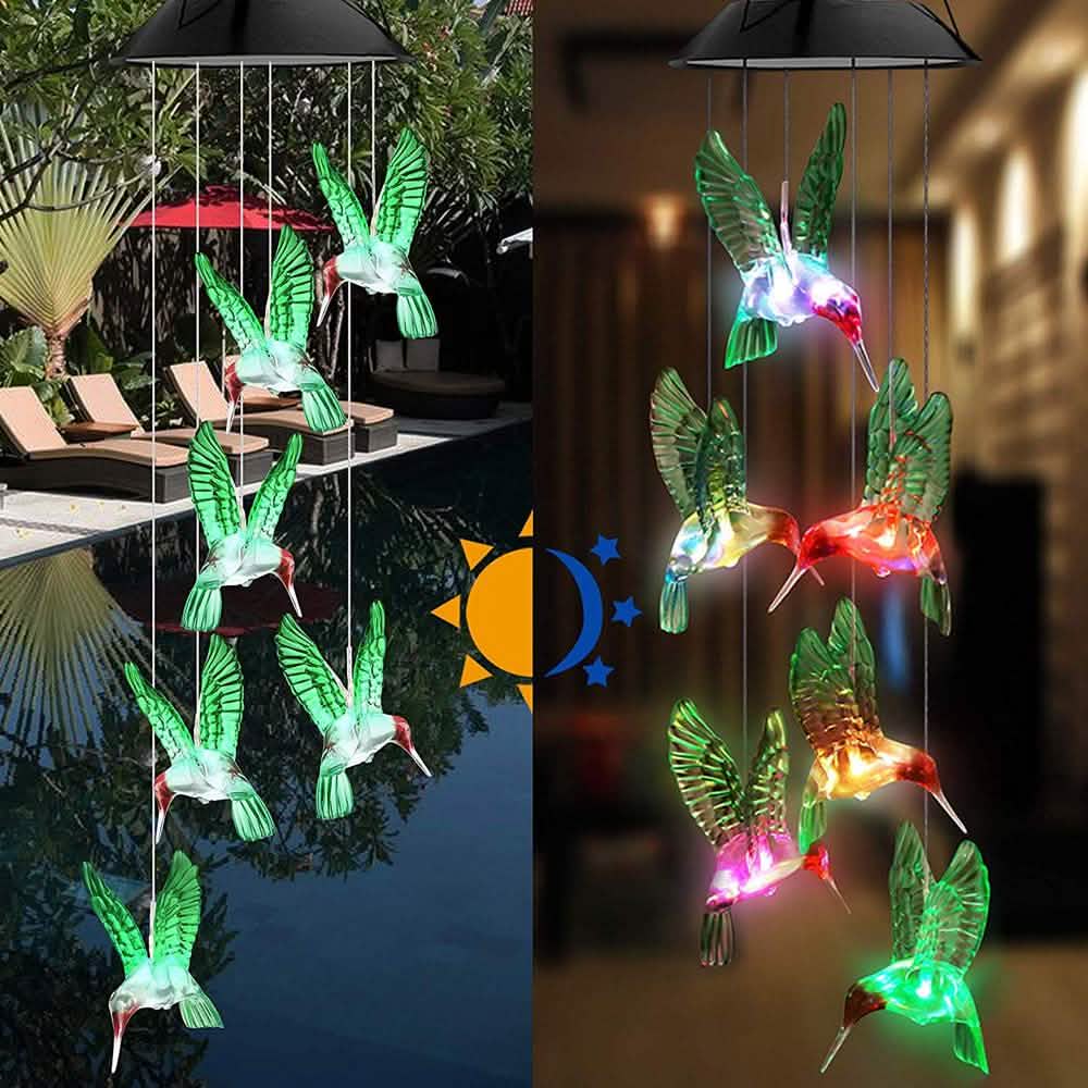 LED Solar Lichterkette Kolibri Windspiel