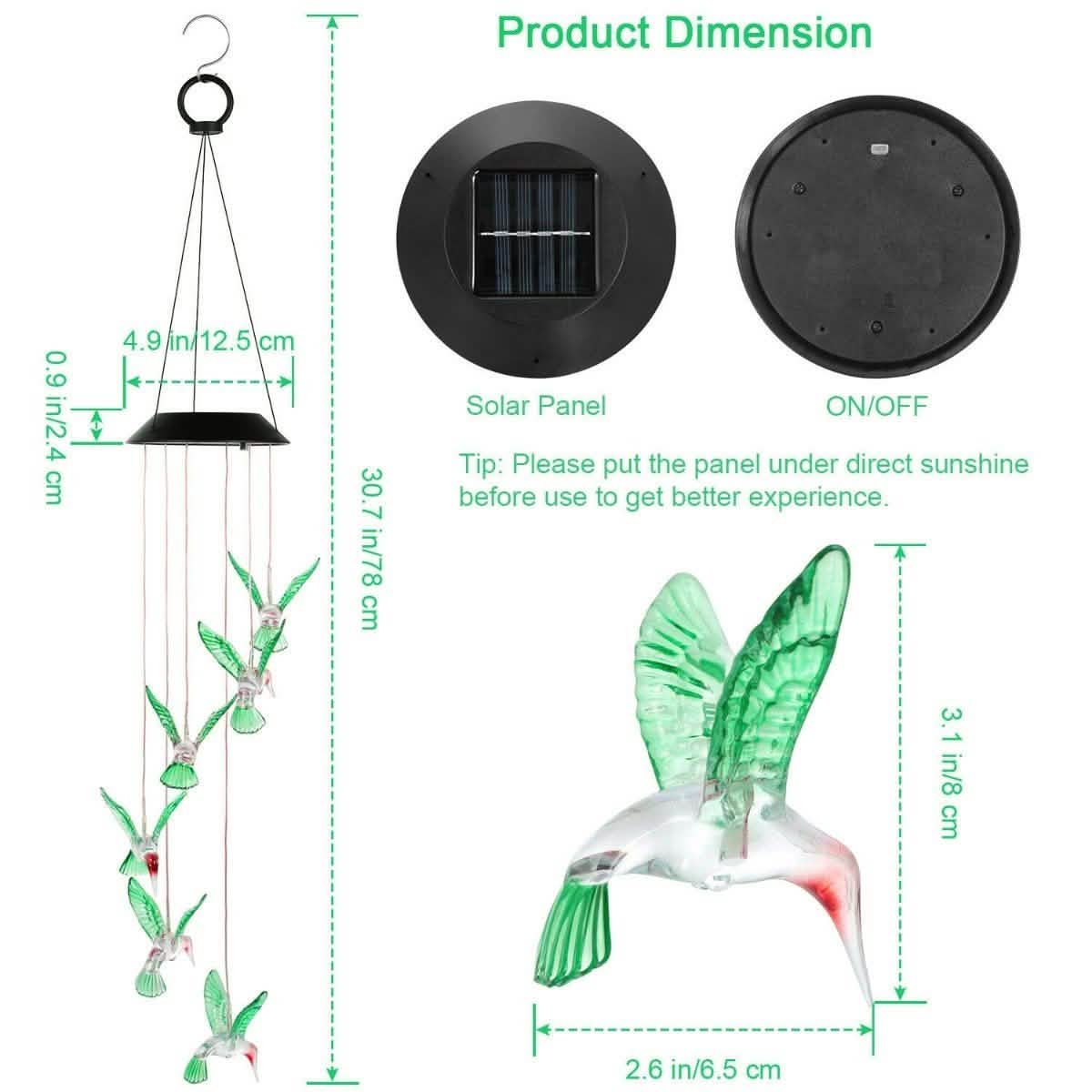 LED Solar Lichterkette Kolibri Windspiel