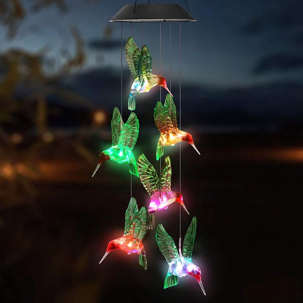 LED Solar Lichterkette Kolibri Windspiel