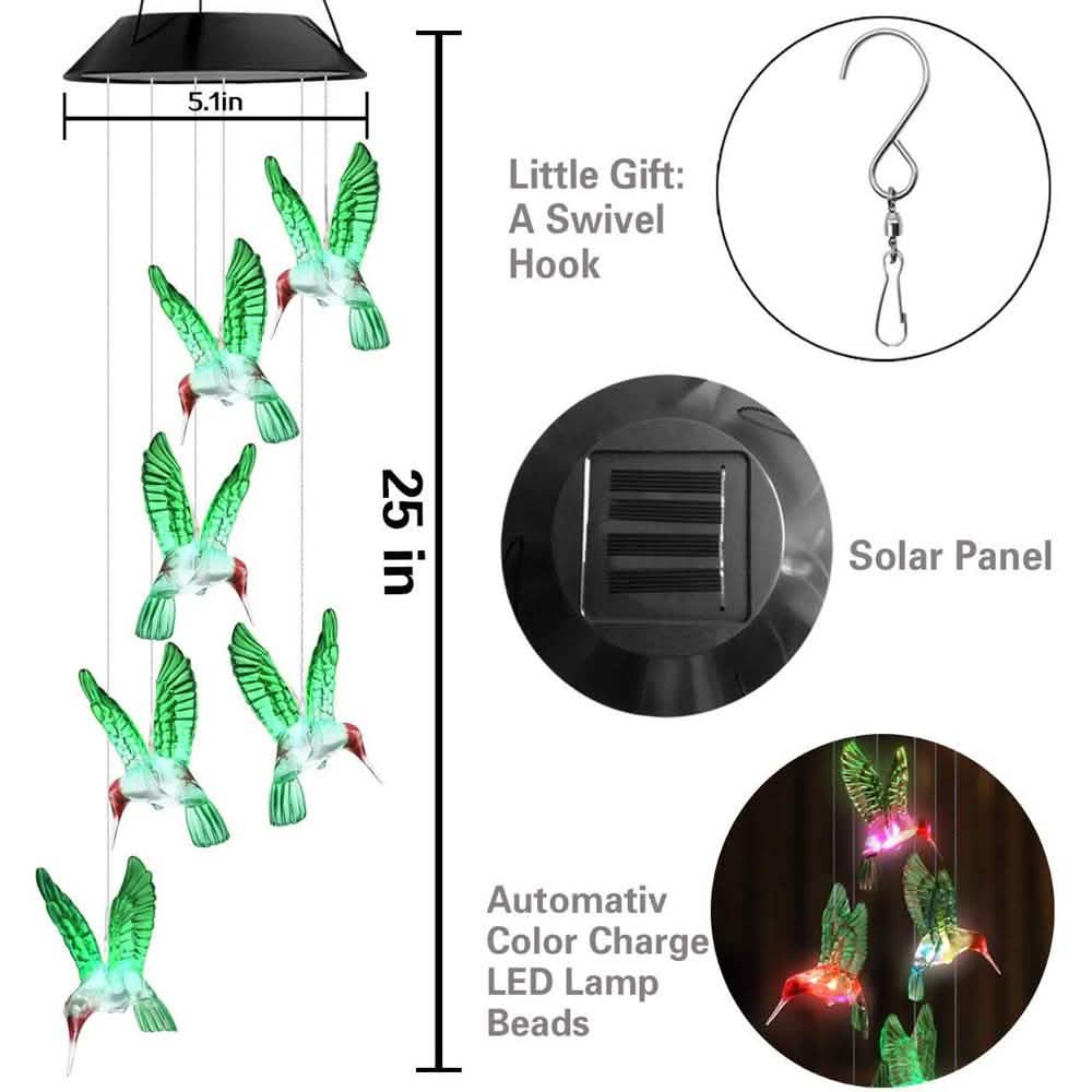 LED Solar Lichterkette Kolibri Windspiel