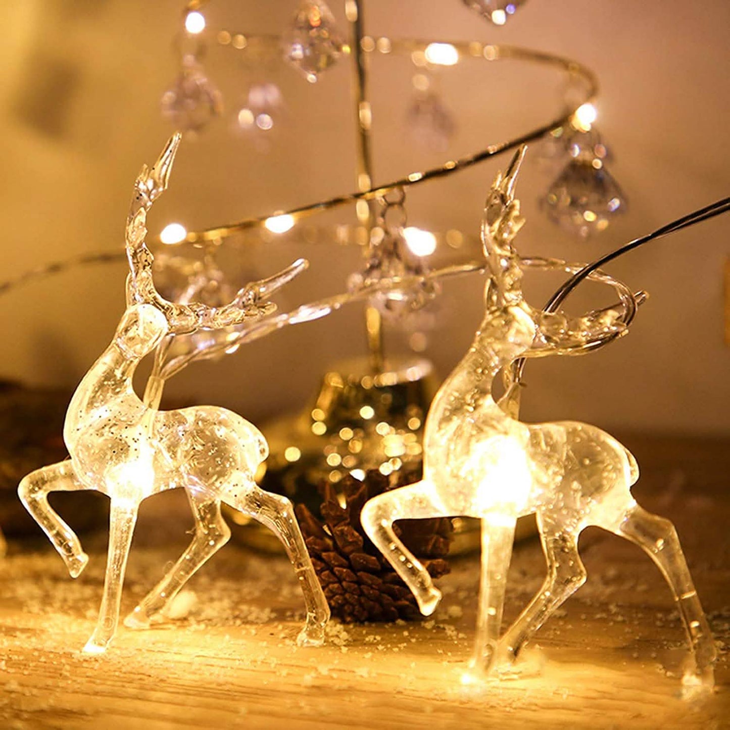 LED Warmweiße Weihnachtsbeleuchtung Rentier Lichterkette