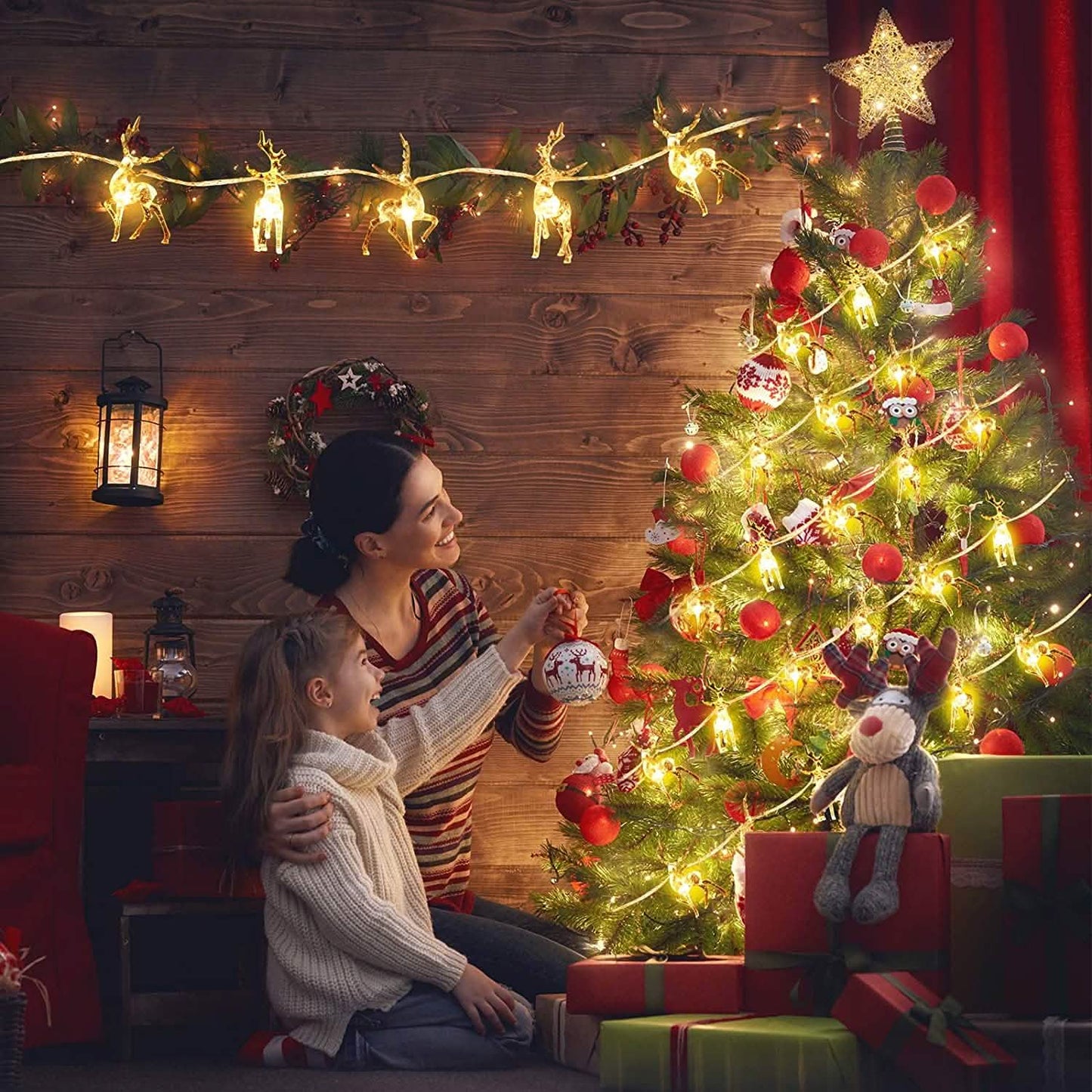 LED Warmweiße Weihnachtsbeleuchtung Rentier Lichterkette