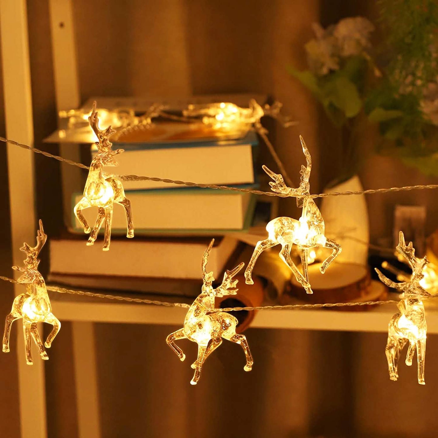LED Warmweiße Weihnachtsbeleuchtung Rentier Lichterkette
