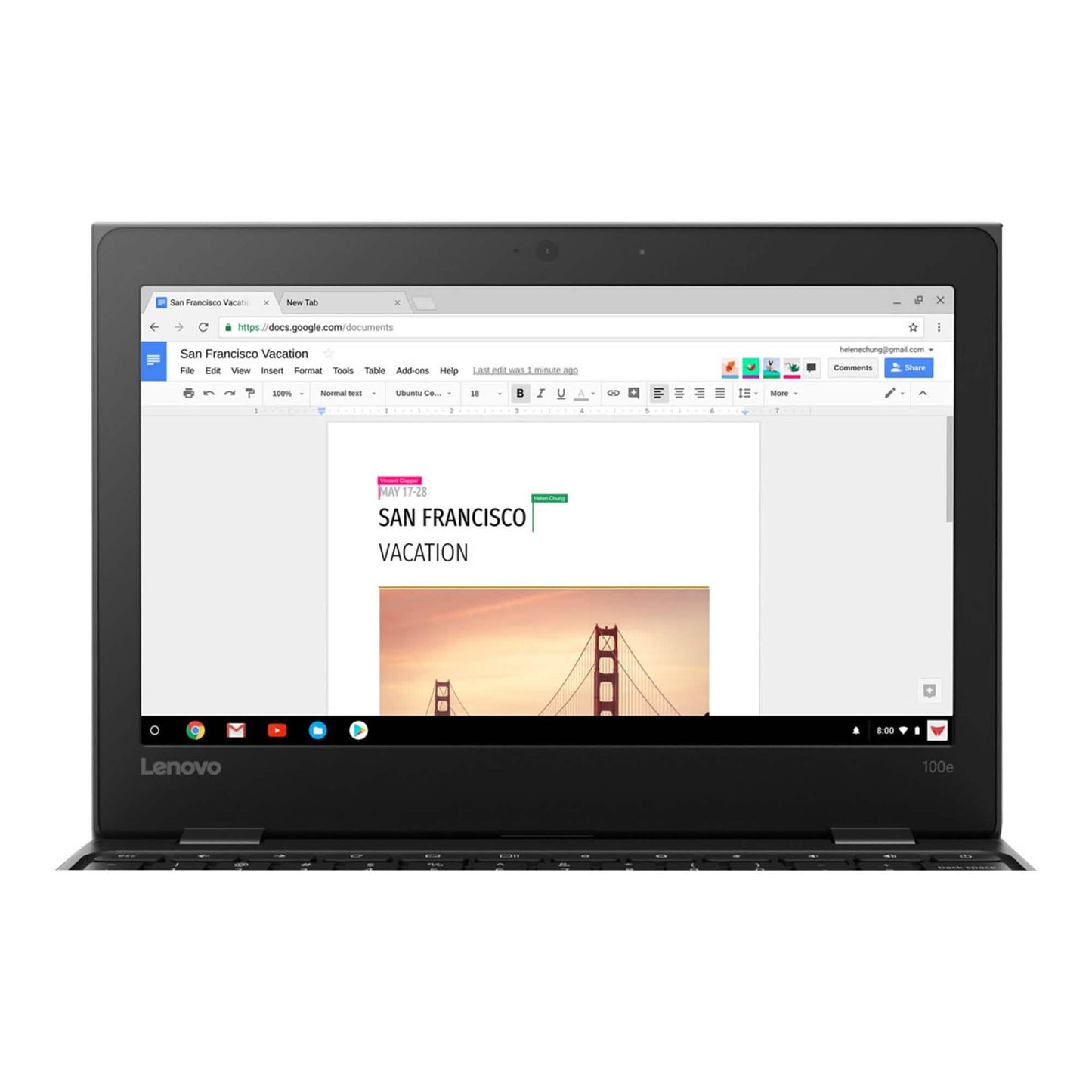 Lenovo 100e Chromebook Celeron N3350 Chrome OS 4 GB RAM 32 GB eMMC (Generalüberholt)