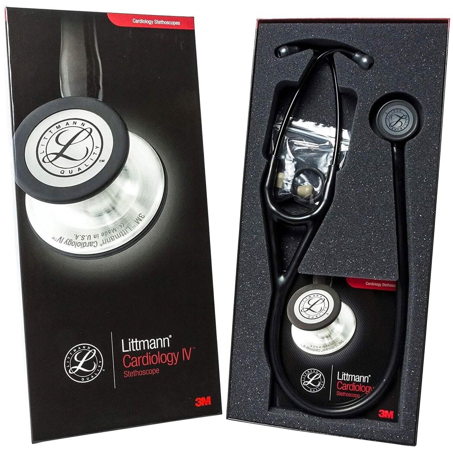 Littmann Cardiology IV Diagnostisches Stethoskop – Regenbogen-Bruststück/Schwarzer Schlauch (6165) (Generalüberholt)