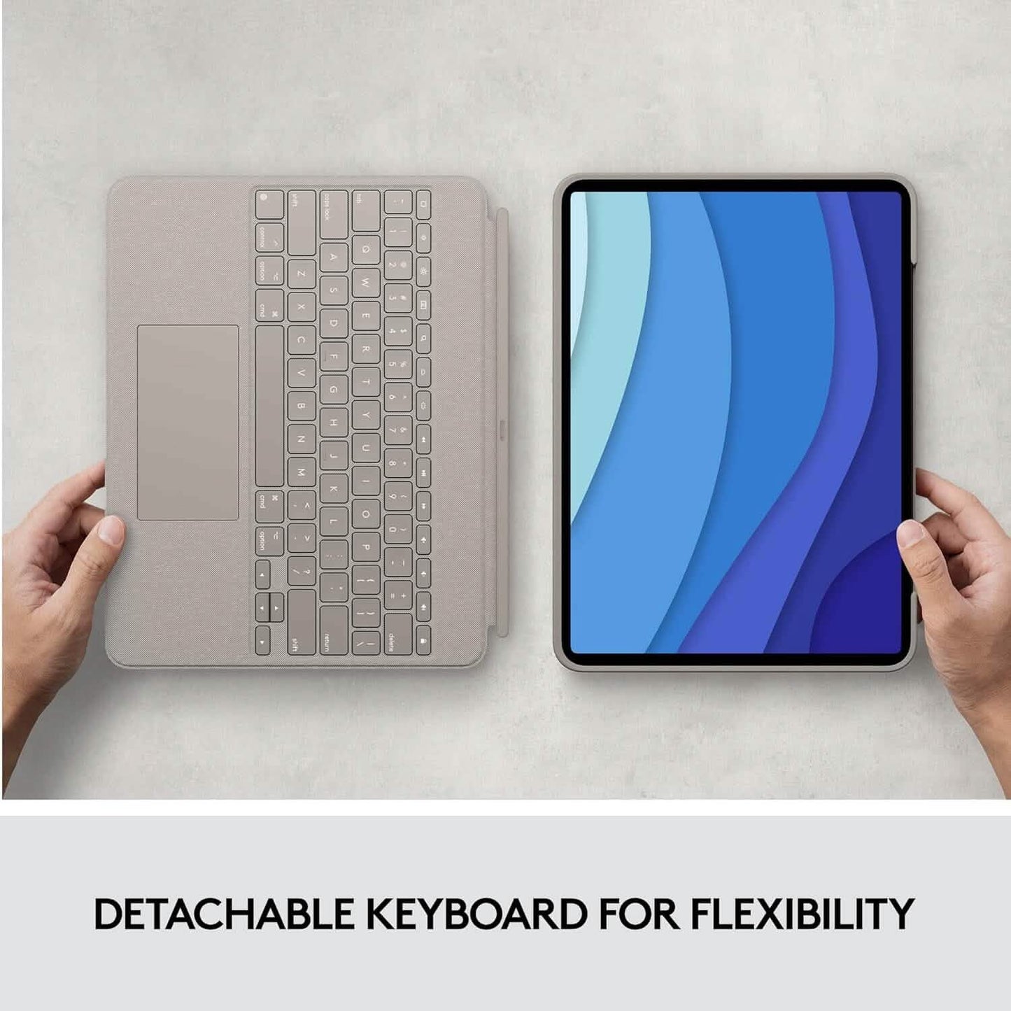 Logitech Combo Touch iPad Pro 12.9" (5./6. Generation – 2021, 2022) Tastatur-Case – Sand US-Layout