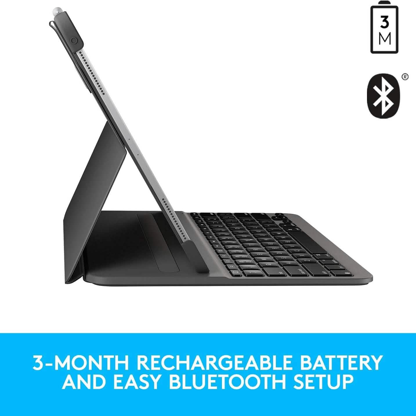 Logitech SLIM FOLIO PRO beleuchtete Bluetooth-Tastaturhülle für iPad Pro 12,9 Zoll (3. und 4. Generation) (Generalüberholt)