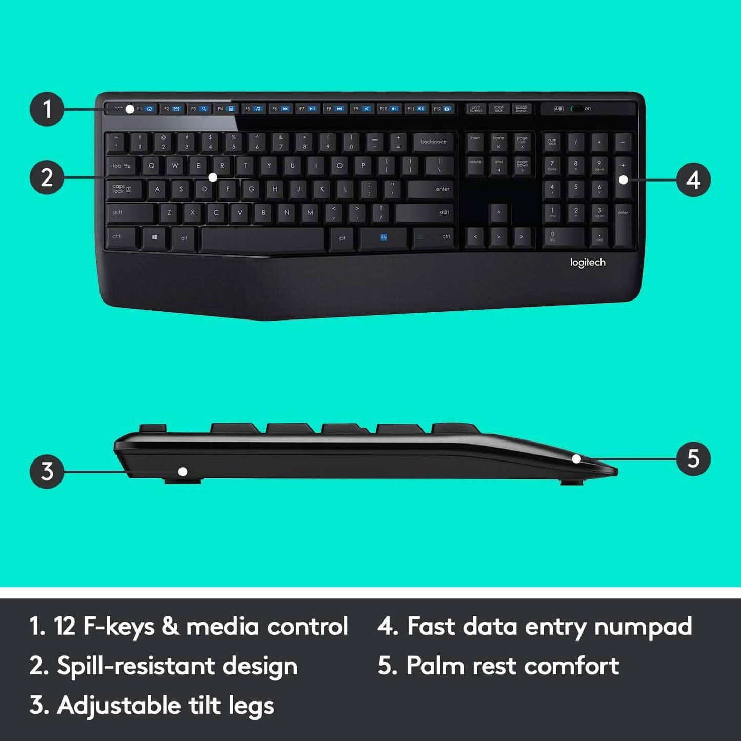 Logitech Wireless Combo Tastatur in Standardgröße mit komfortabler rechtshändiger Maus (erneuert)