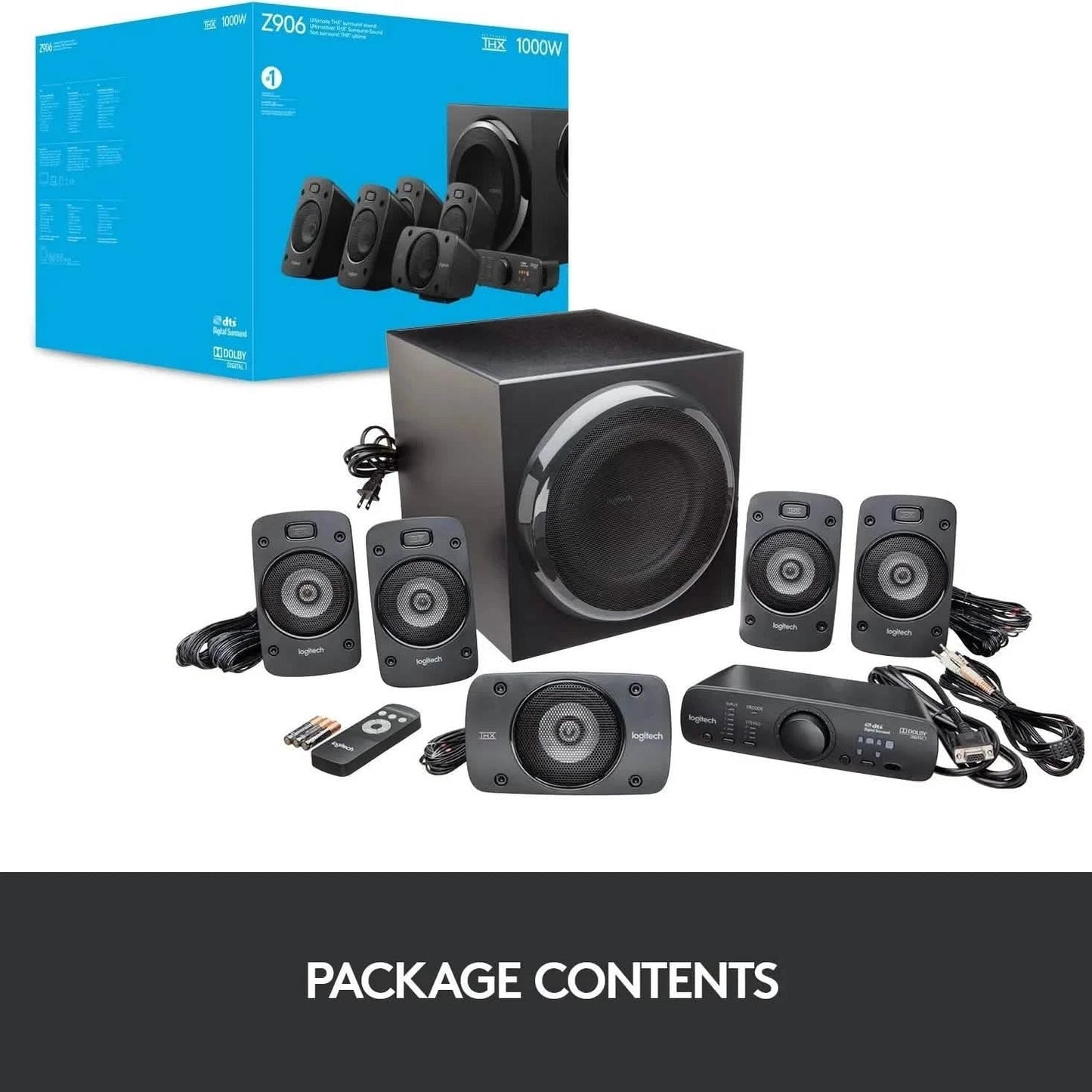 Logitech Z906 5.1 Surround Sound Lautsprechersystem – THX-, Dolby Digital- und DTS Digital-zertifiziert (Generalüberholt)