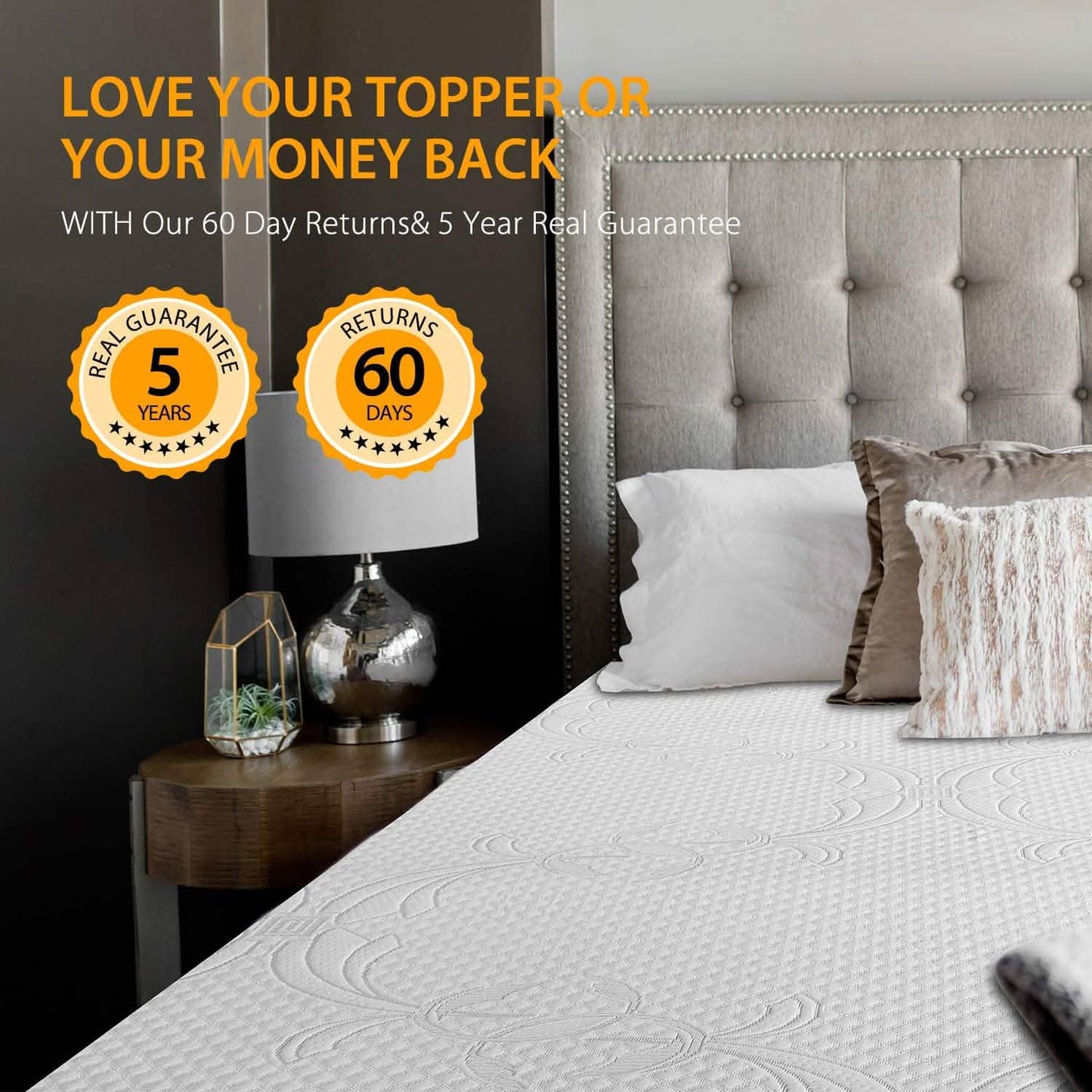 LSOFT Matratzenauflage Gel-infundierte Memory-Schaum-Matratzentopper mit 4 Eckgummibändern Waschbarer Bettbezug
