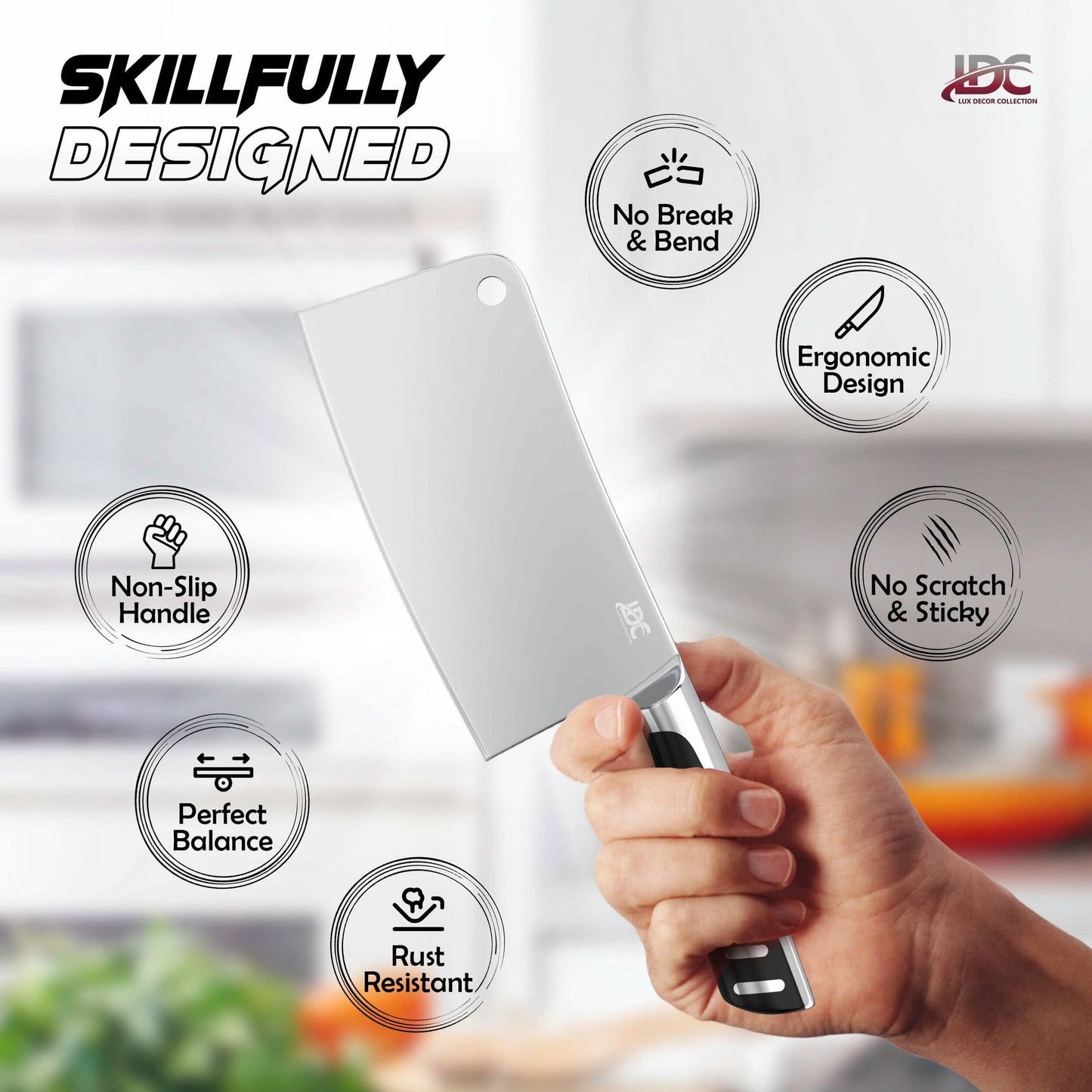 Lux Decor Collection Fleischbeil 7 Zoll Scharfes Metzgermesser Schwerlast-Hackmesser