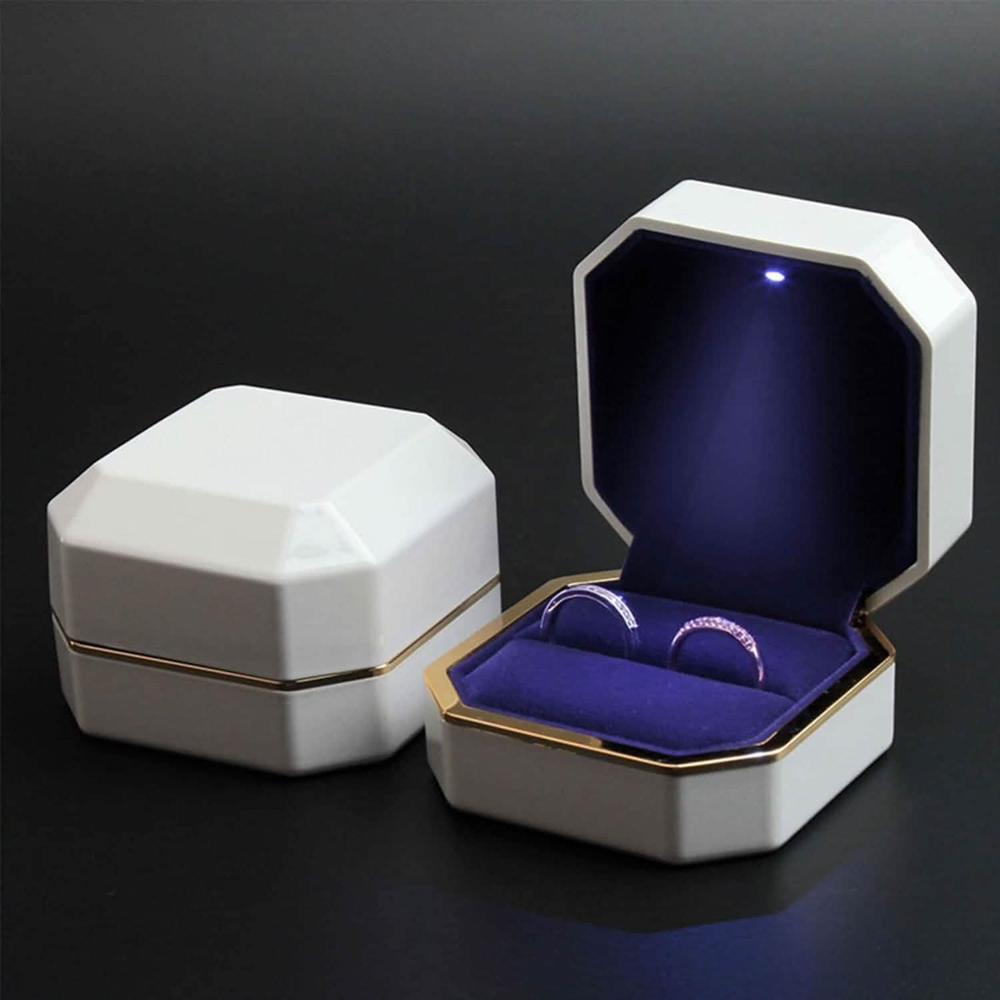 Luxuriöse Ringbox mit LED-Beleuchtung