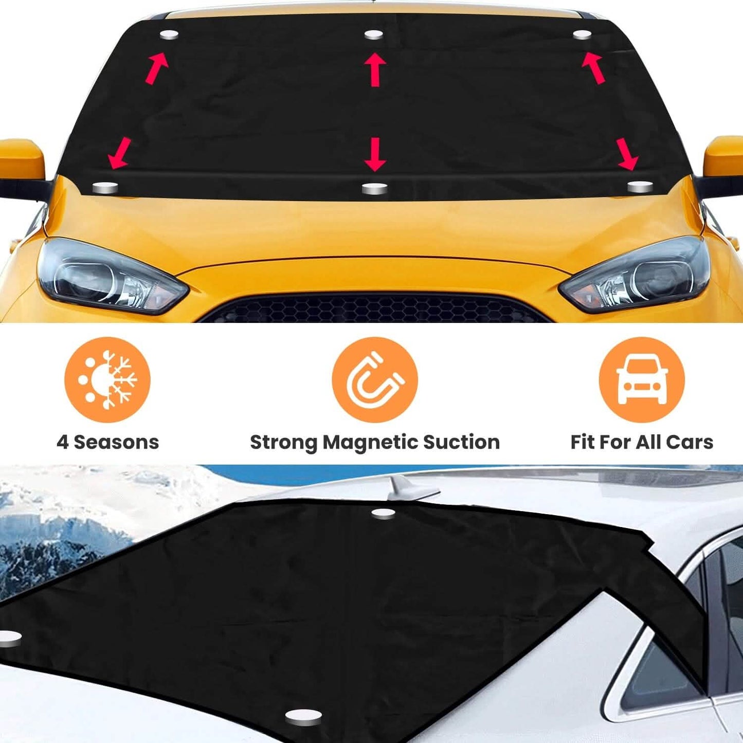 Magnetische Auto-Windschutzscheibenabdeckung, Front- und Heckschutz, passend für alle Autos
