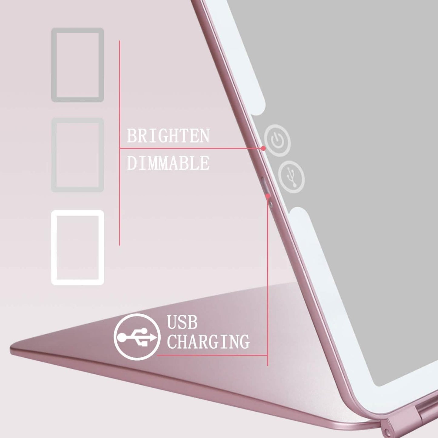 Schminkspiegel mit USB-Ladefunktion und LED-Beleuchtung