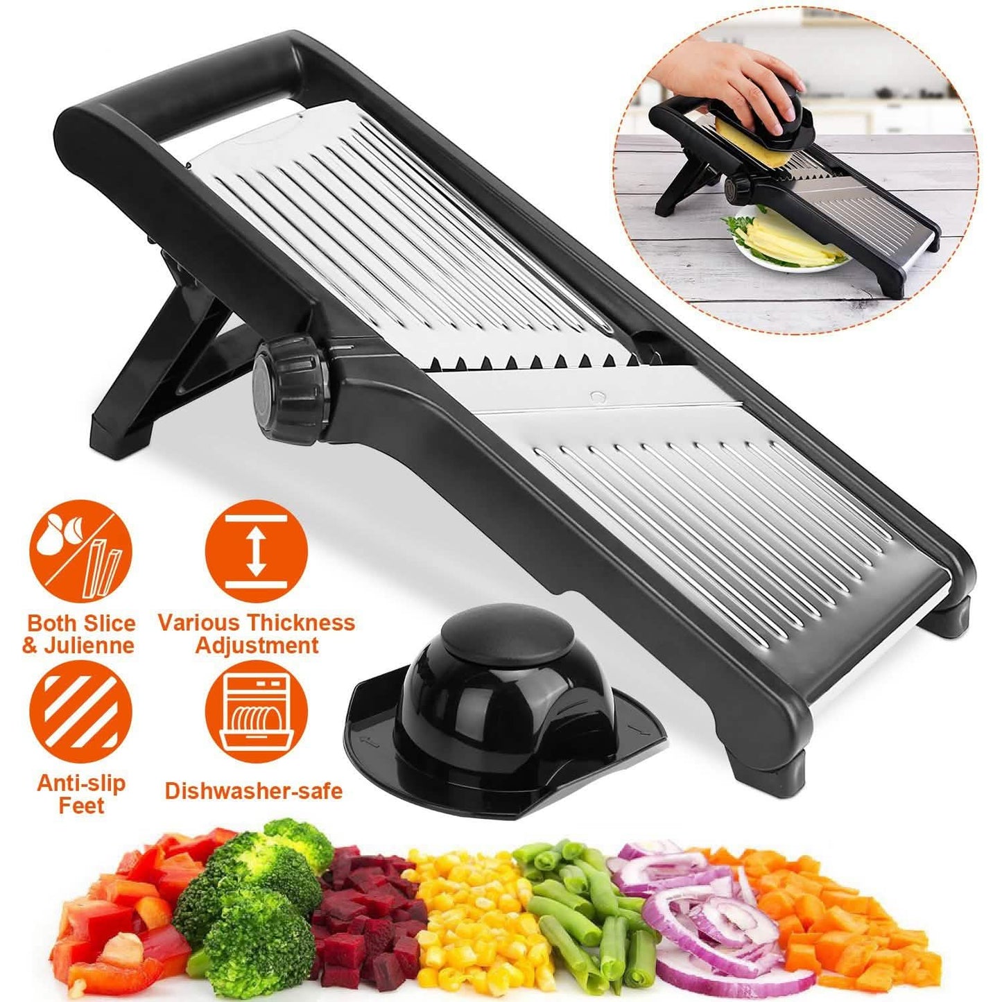 Mandoline-Edelstahl-Gemüseschneider mit 5 einstellbaren Klingen