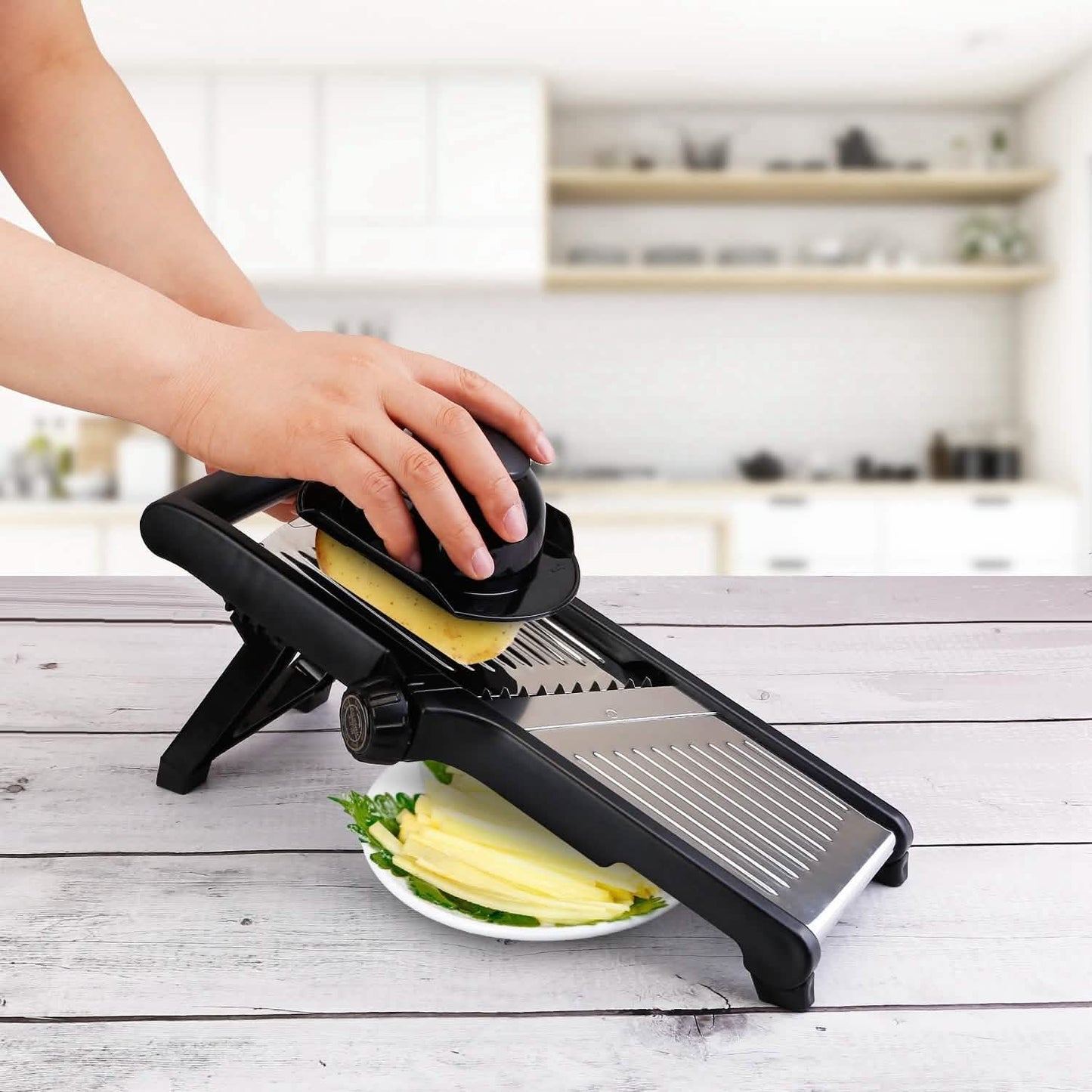 Mandoline-Edelstahl-Gemüseschneider mit 5 einstellbaren Klingen