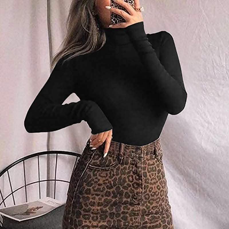 MANGOPOP Damen Rollkragen Langarm Body Overall