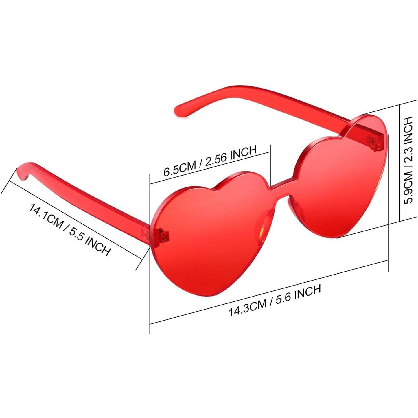 Maxdot Herzförmige Sonnenbrille Party-Sonnenbrille