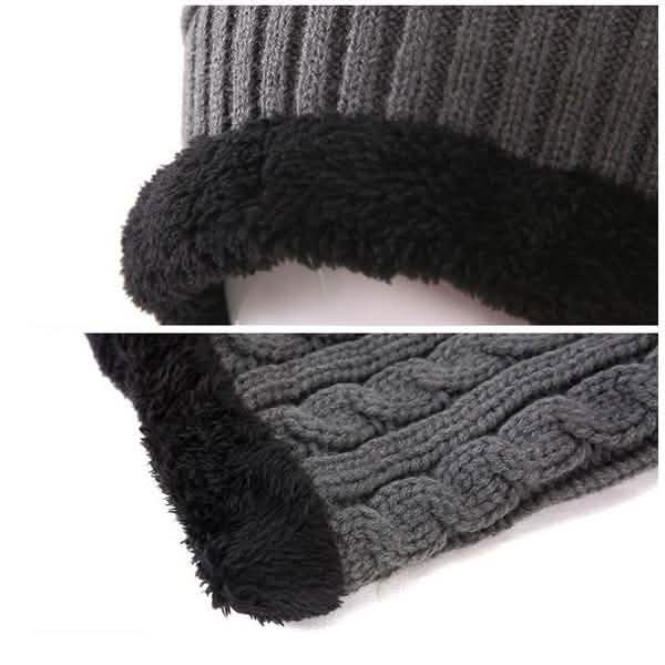 Strickmütze und Schal-Set für Herren und Damen, Fleecegefüttert