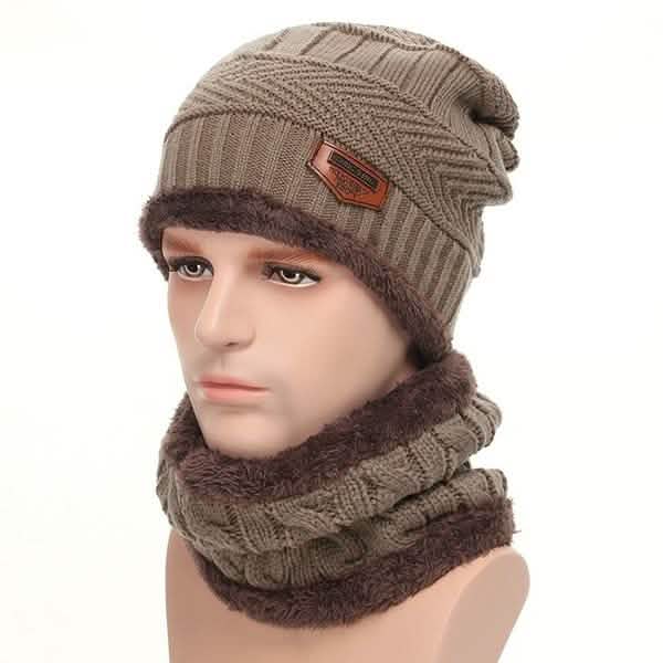 Strickmütze und Schal-Set für Herren und Damen, Fleecegefüttert