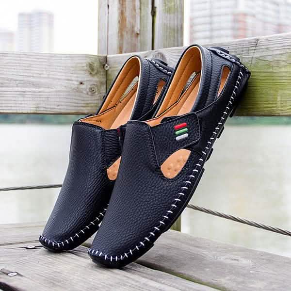 Herren Freizeitschuhe Slipper Hohles Leder Herrenschuhe