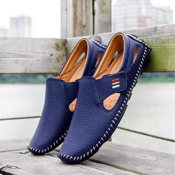 Herren Freizeitschuhe Slipper Hohles Leder Herrenschuhe