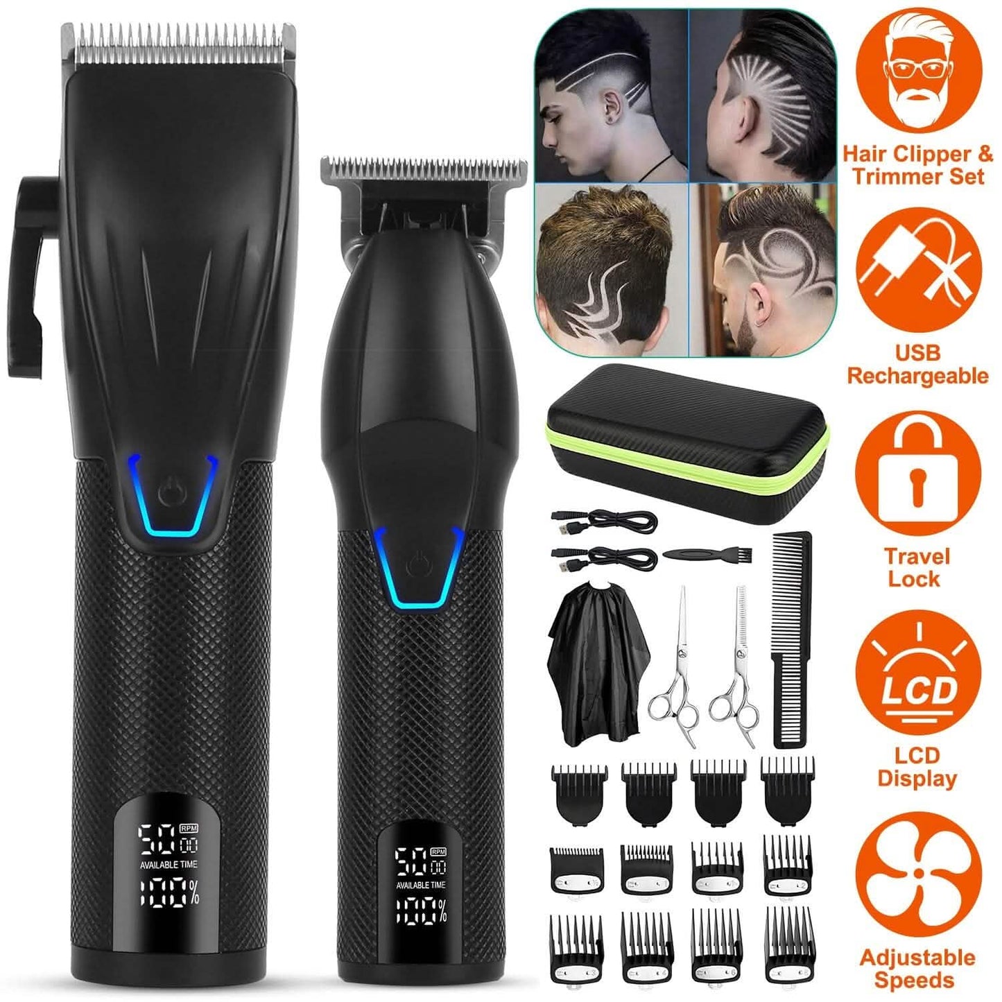 Herren Elektrischer Haarschneider T-Outliner Rasierer Trimmer Set