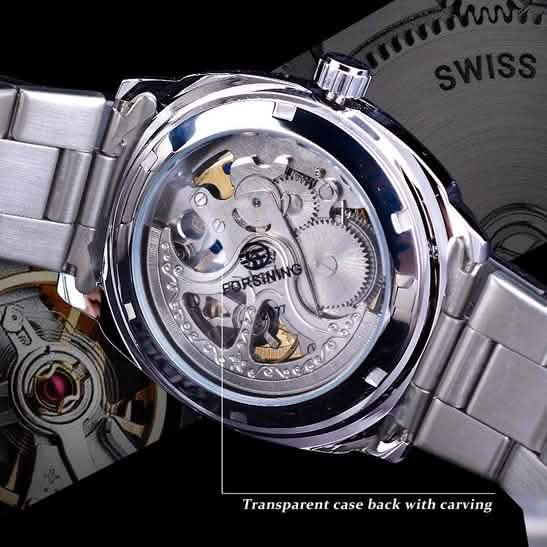 Herren Luxus Skelett Automatikuhr mit mechanischem Uhrwerk