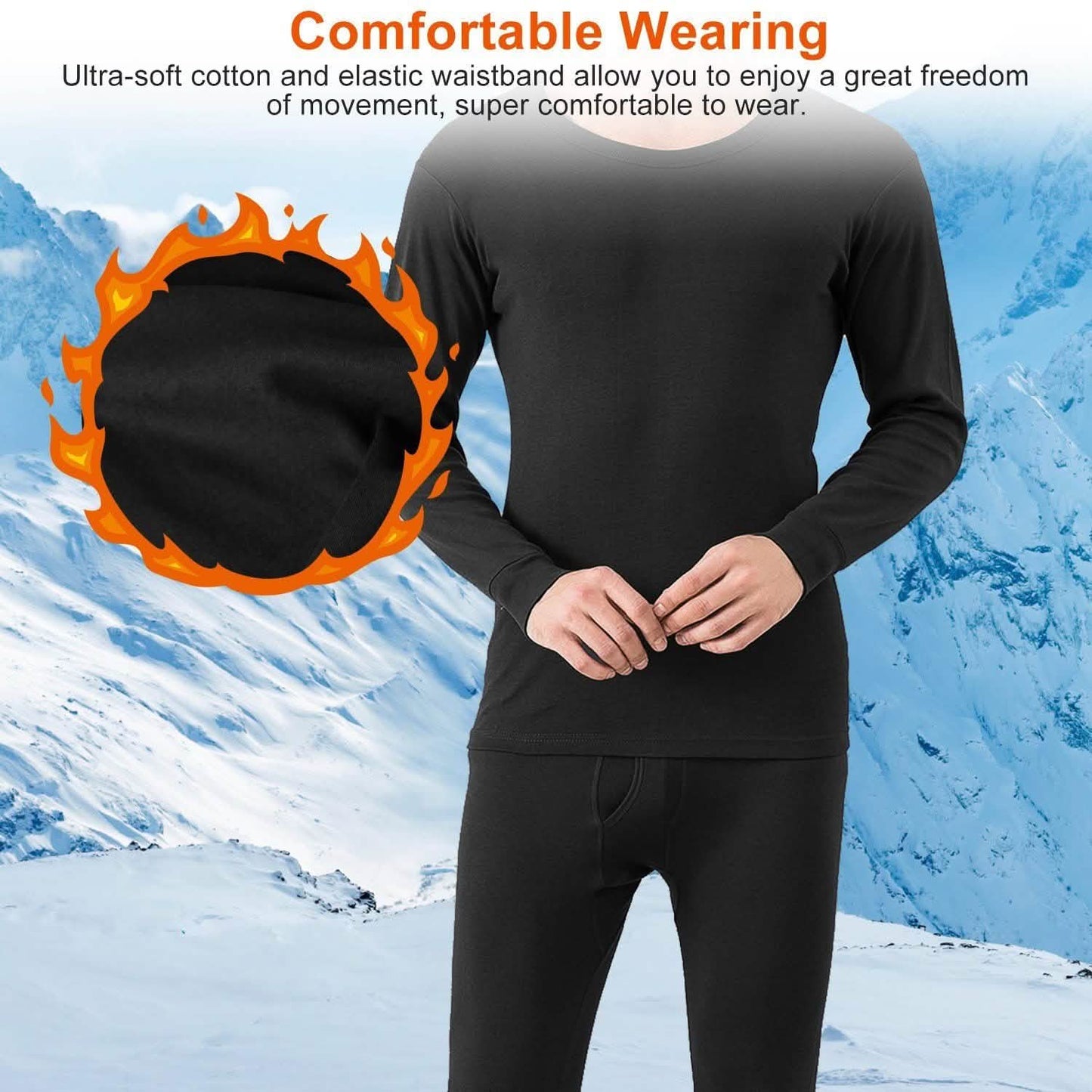 Herren Thermo-Unterwäsche-Set – lange Unterhose und Langarmshirt