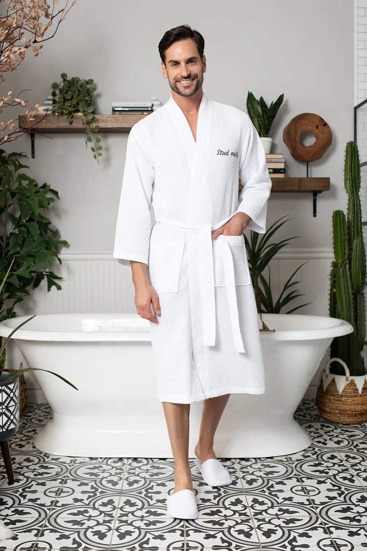 Waffel-Spa-Bademantel für Herren - Saugfähig, leicht