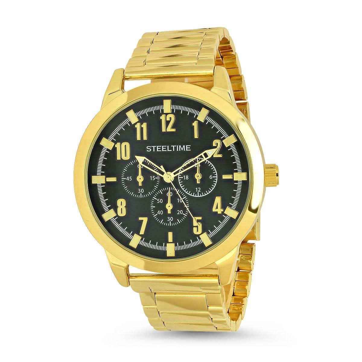 Herrenuhr mit 18K vergoldetem Legierungsarmband und Edelstahl und 18K vergoldetes Edelstahlarmband