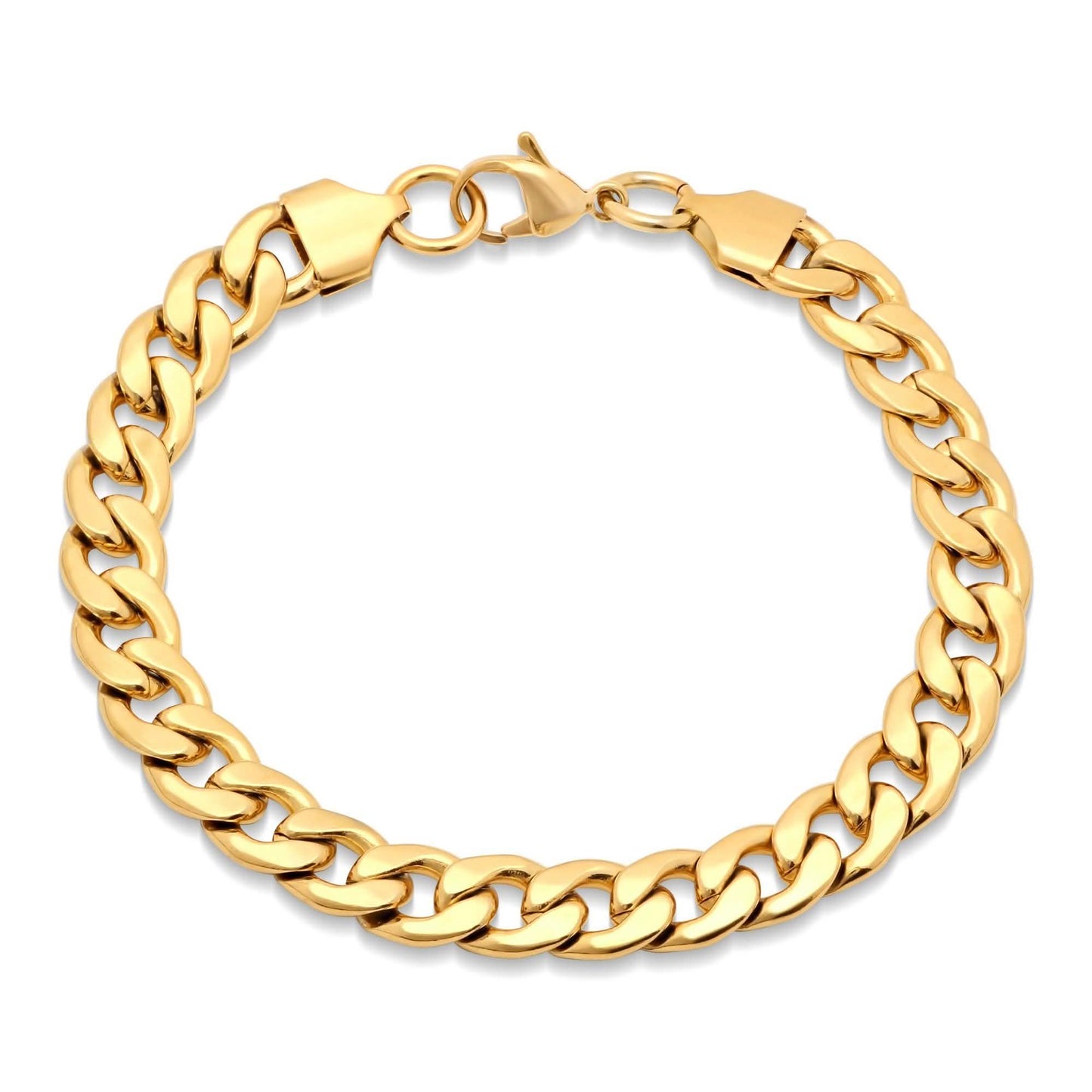Herren-Halsketten- und Armband-Set, kubanische Gliederkette aus Edelstahl, 18 Karat vergoldet