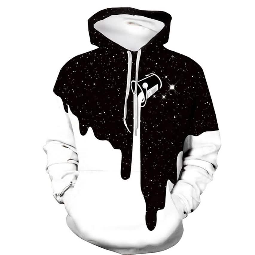 Herren 3D-Druck Block Sternenhimmel Milch Hoodie
