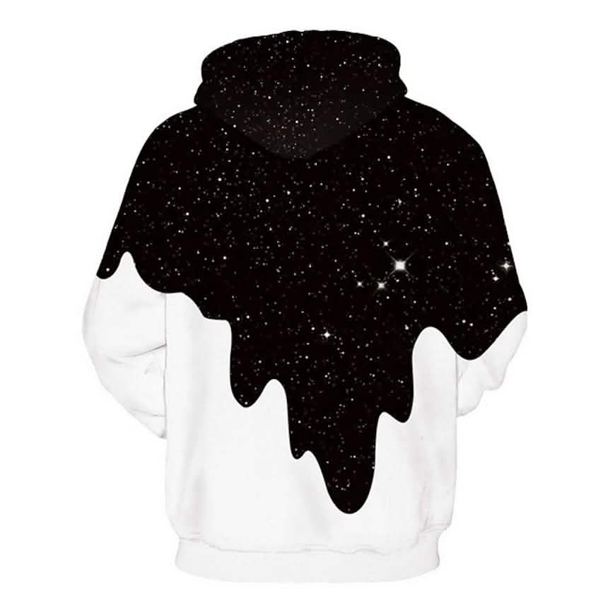 Herren 3D-Druck Block Sternenhimmel Milch Hoodie