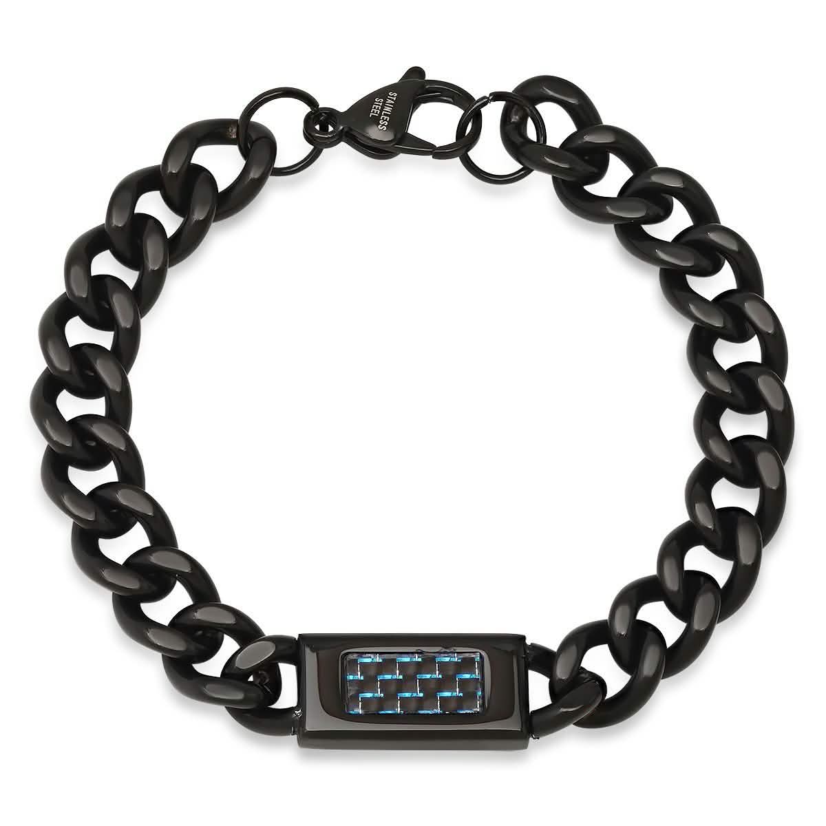 Herrenarmband "Cuban Link", Schwarz, Edelstahl, IP-beschichtet
