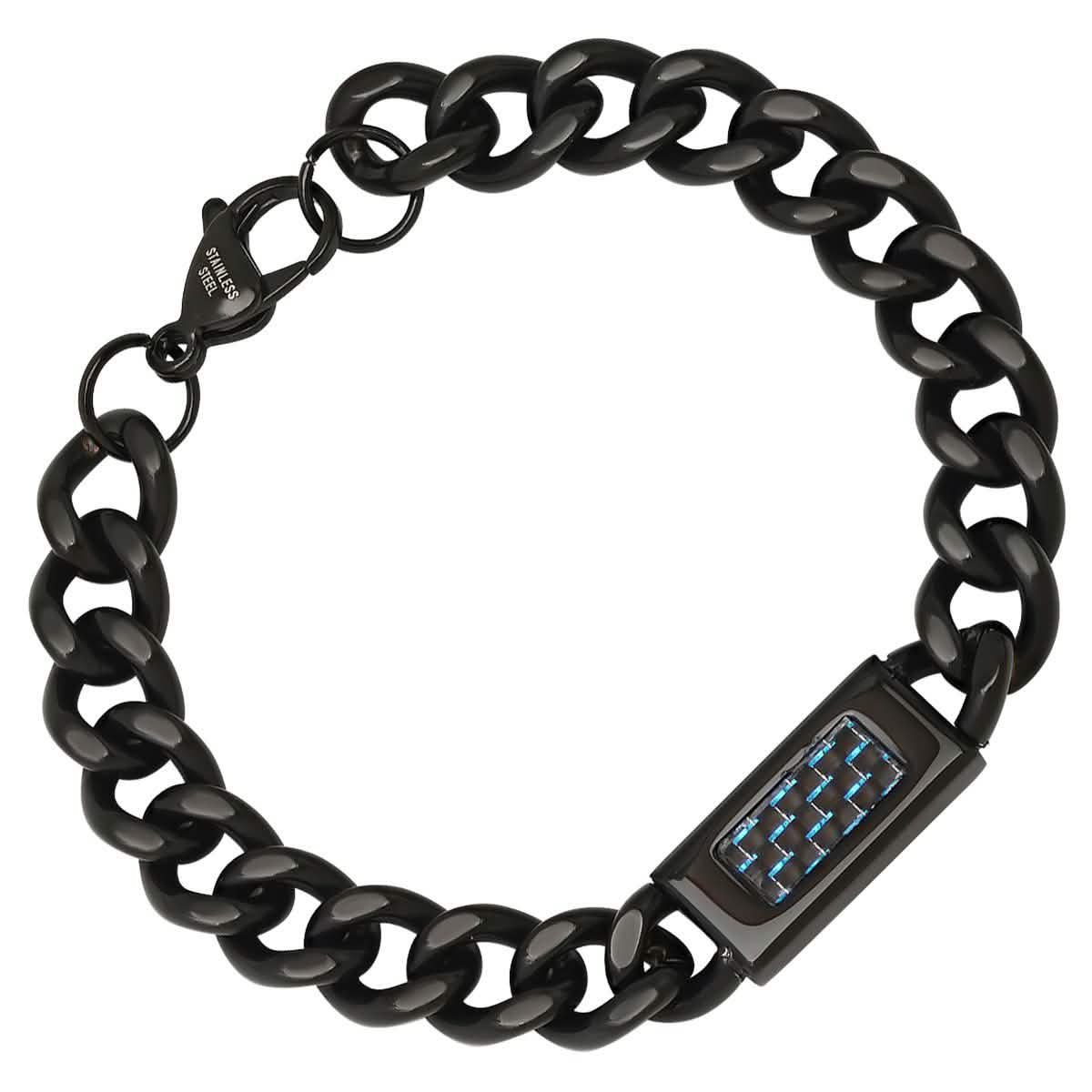 Herrenarmband "Cuban Link", Schwarz, Edelstahl, IP-beschichtet