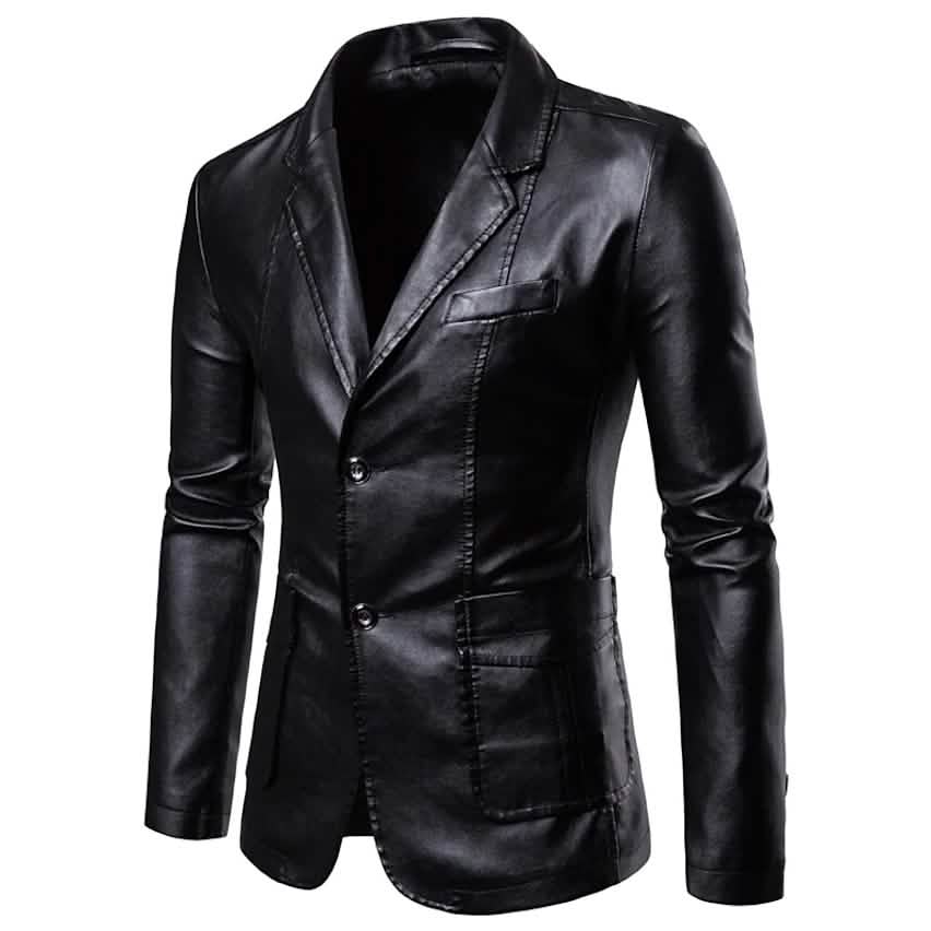 Herrenblazer Kunstlederjacke
