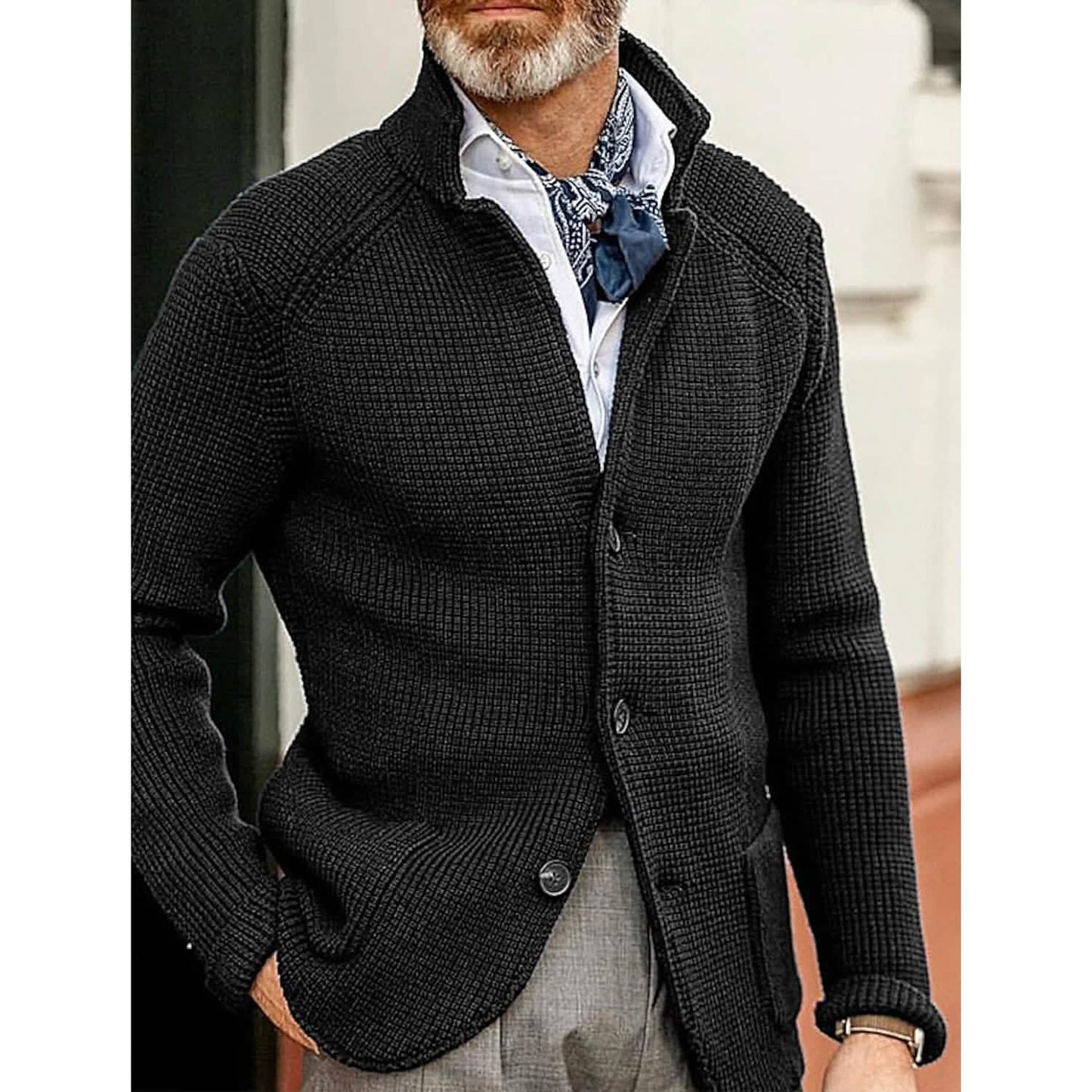 Herren Cardigan unifarben Pullover