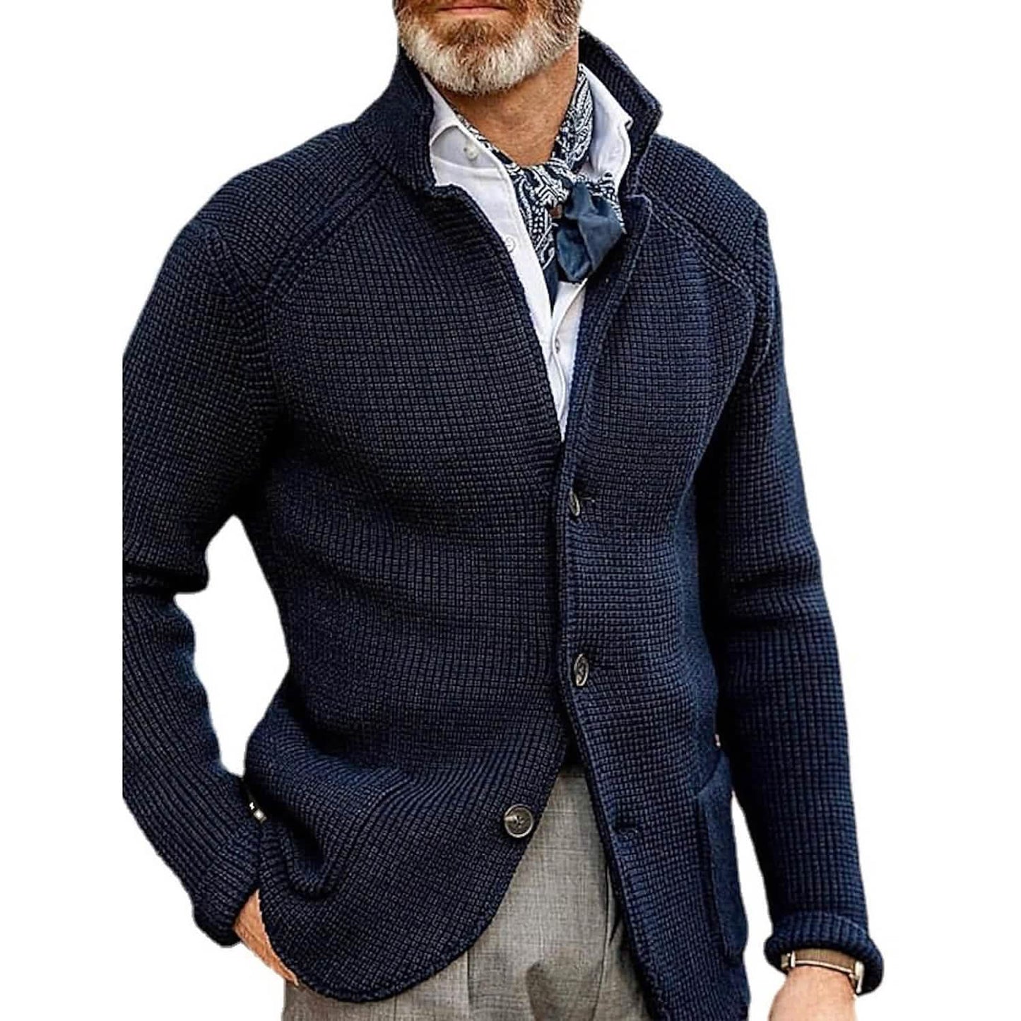 Herren Cardigan unifarben Pullover