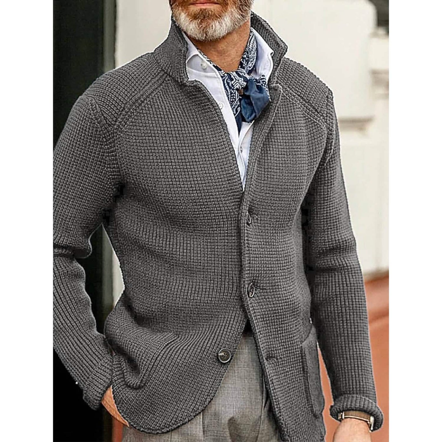 Herren Cardigan unifarben Pullover